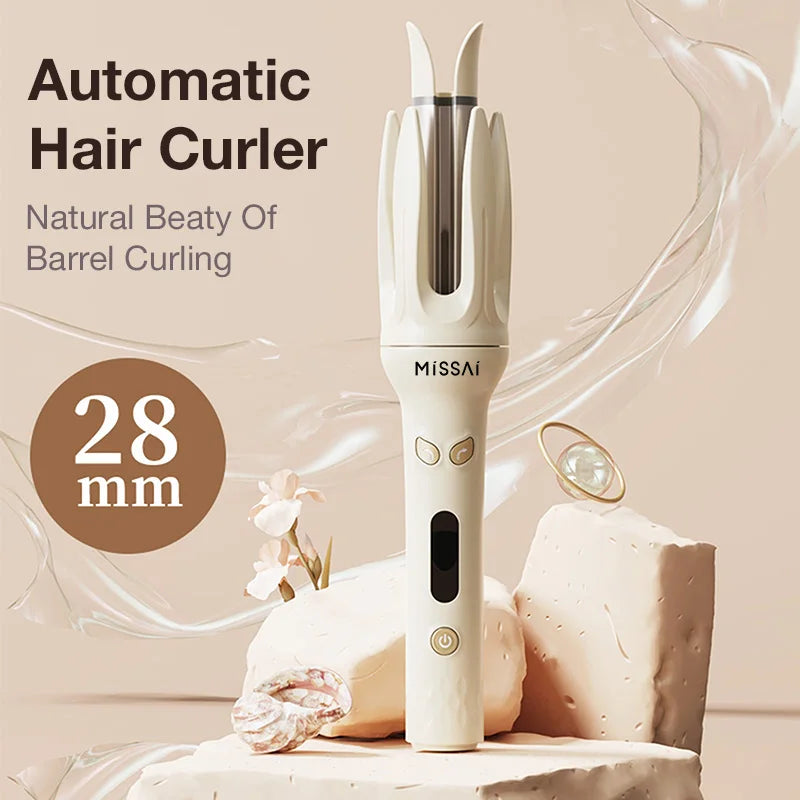 Automatic Hair Curler 28mm Negative Ions Electric Ceramic Curling Hair Stick Rotating Curl Waves Anti-Tangle Curling Iron Styler