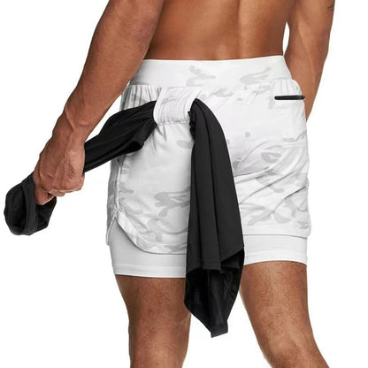 Under Armour 2-in-1 shorts in white and black
