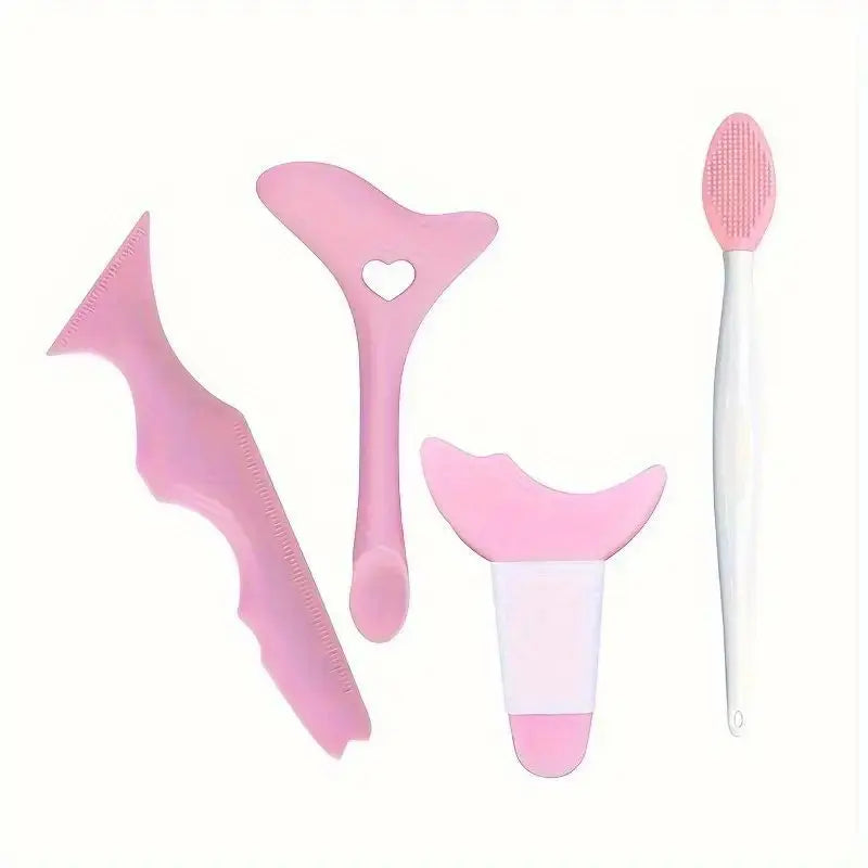 4pcs Multifunctional Silicone Eye Makeup Tools Set，Easy to Clean,Reusable for Perfect Eye Lines for Beginners