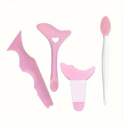 4pcs Multifunctional Silicone Eye Makeup Tools Set，Easy to Clean,Reusable for Perfect Eye Lines for Beginners
