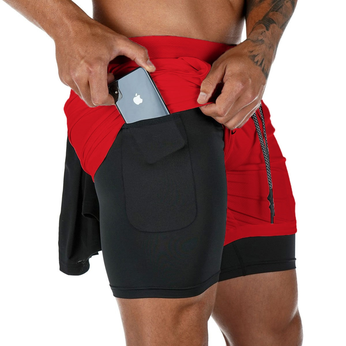 Under Armour 2-in-1 shorts in Red and black