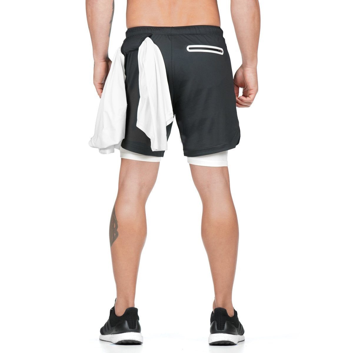 White & Black Men Gym Running Shorts