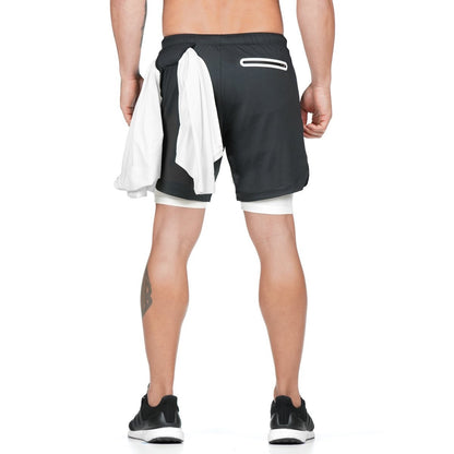 White & Black Men Gym Running Shorts