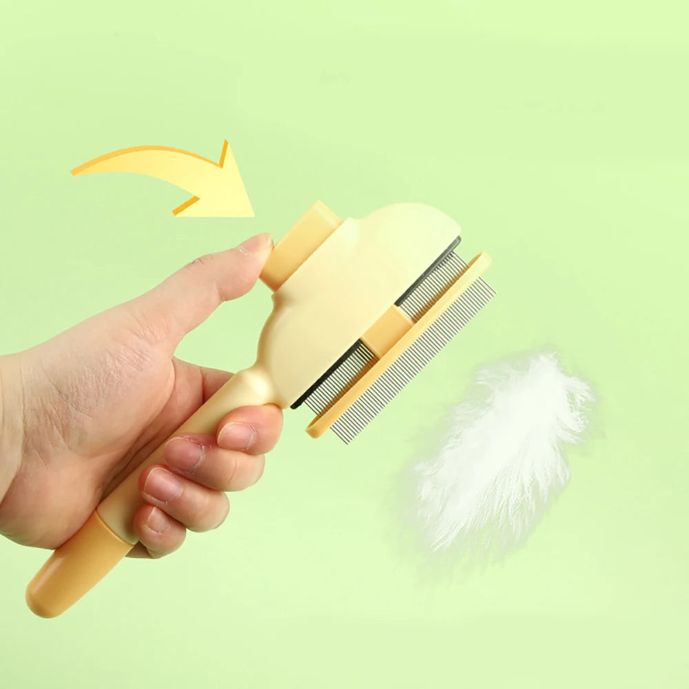 Dual-Purpose Comb for Cats/Dogs - Floating Teeth Hair Remover Brush with Needle Design for Pet Grooming Tool