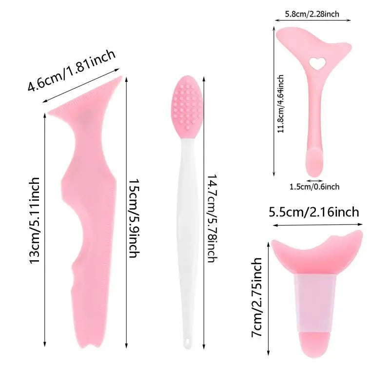 4pcs Multifunctional Silicone Eye Makeup Tools Set，Easy to Clean,Reusable for Perfect Eye Lines for Beginners