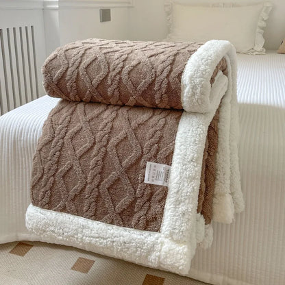 Double Layer Fleece Blanket Autumn Winter Thick Warm Office Nap Throw Blankets for Sofa Bed Single Double Soft Plush Comforter