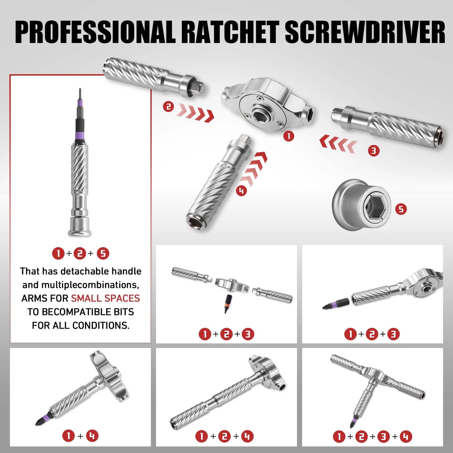 VMAN Precision 66in1 magnetic ratchet screwdriver set Detachable T - handle magneticizer Fix furniture, electronics & glasses