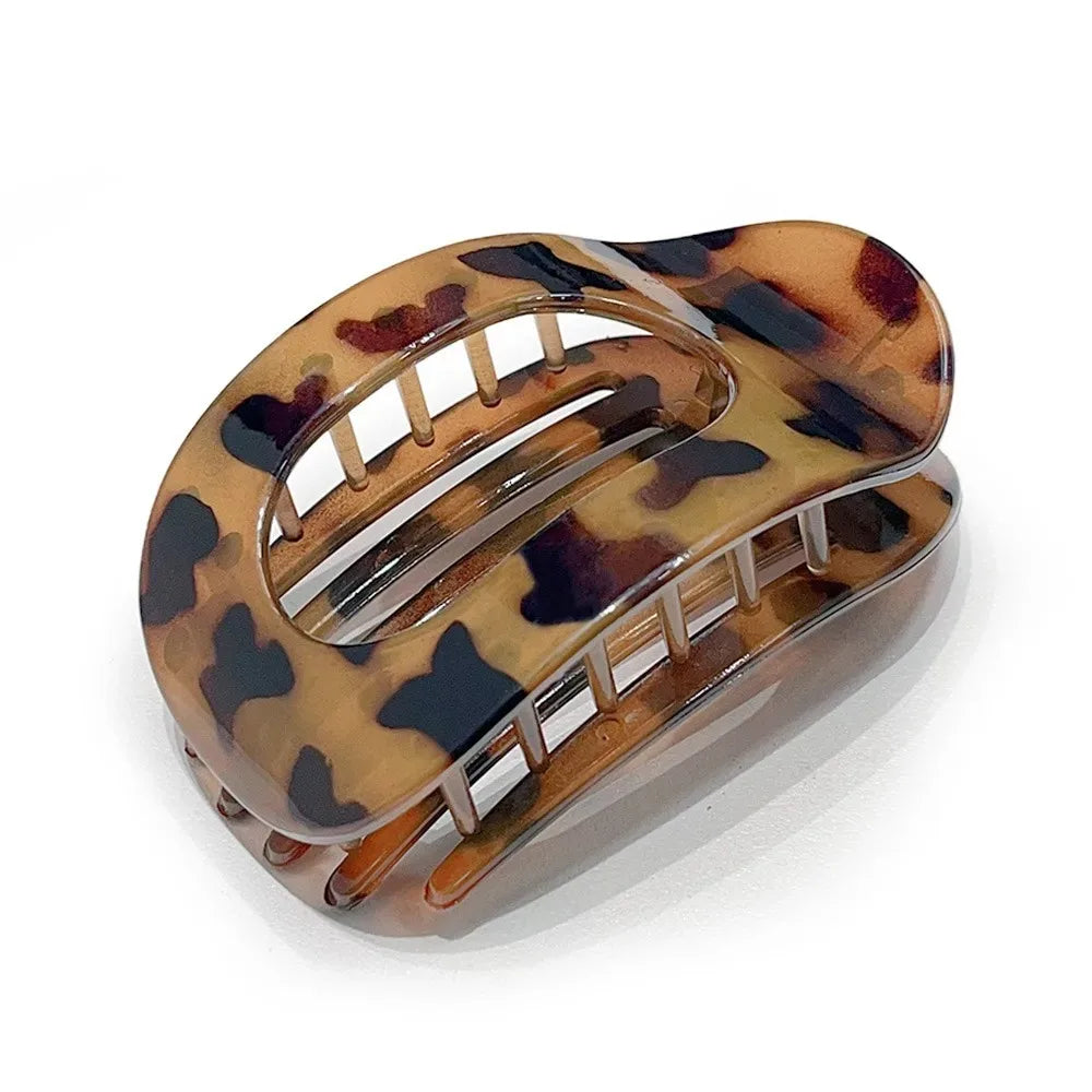 PC Hair Claw Clip for Women New Design Leopard Matte Curved Flat Styling Barrettes Acrylic Lying Down Hair Accessories