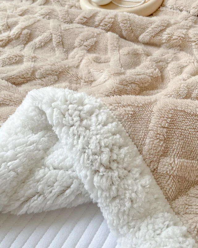 Double Layer Fleece Blanket Autumn Winter Thick Warm Office Nap Throw Blankets for Sofa Bed Single Double Soft Plush Comforter
