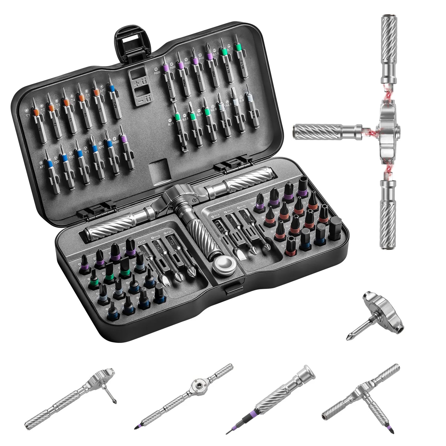 VMAN Precision 66in1 magnetic ratchet screwdriver set Detachable T - handle magneticizer Fix furniture, electronics & glasses