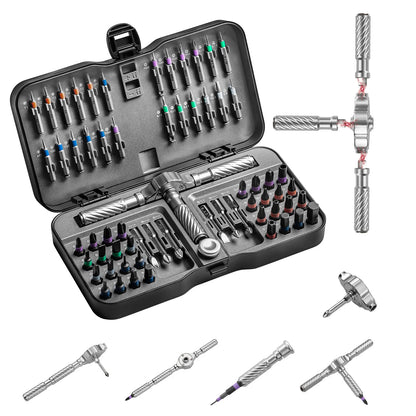 VMAN Precision 66in1 magnetic ratchet screwdriver set Detachable T - handle magneticizer Fix furniture, electronics & glasses