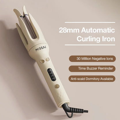 Automatic Hair Curler 28mm Negative Ions Electric Ceramic Curling Hair Stick Rotating Curl Waves Anti-Tangle Curling Iron Styler