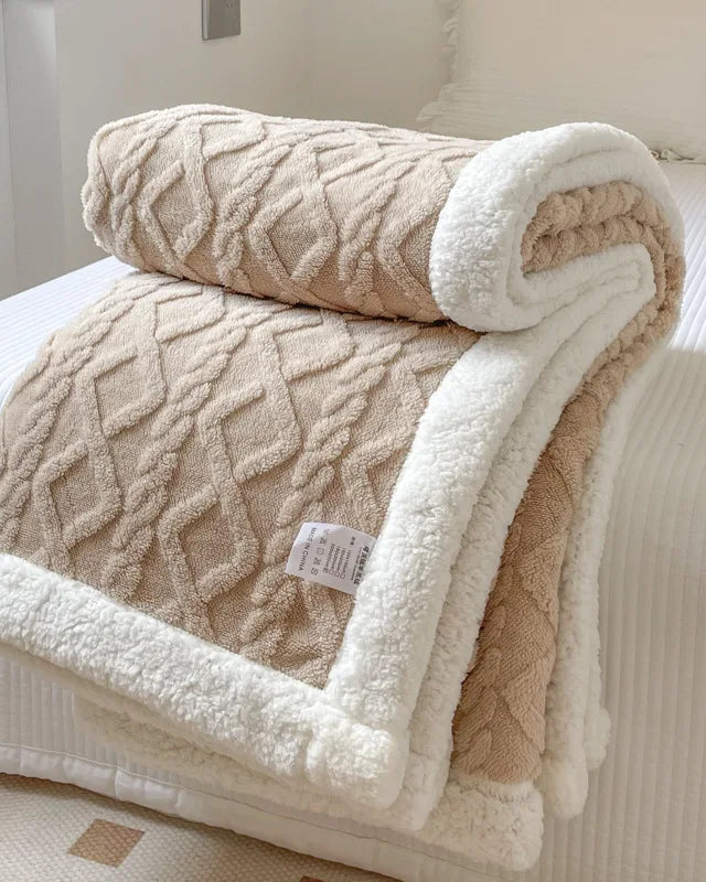 Double Layer Fleece Blanket Autumn Winter Thick Warm Office Nap Throw Blankets for Sofa Bed Single Double Soft Plush Comforter