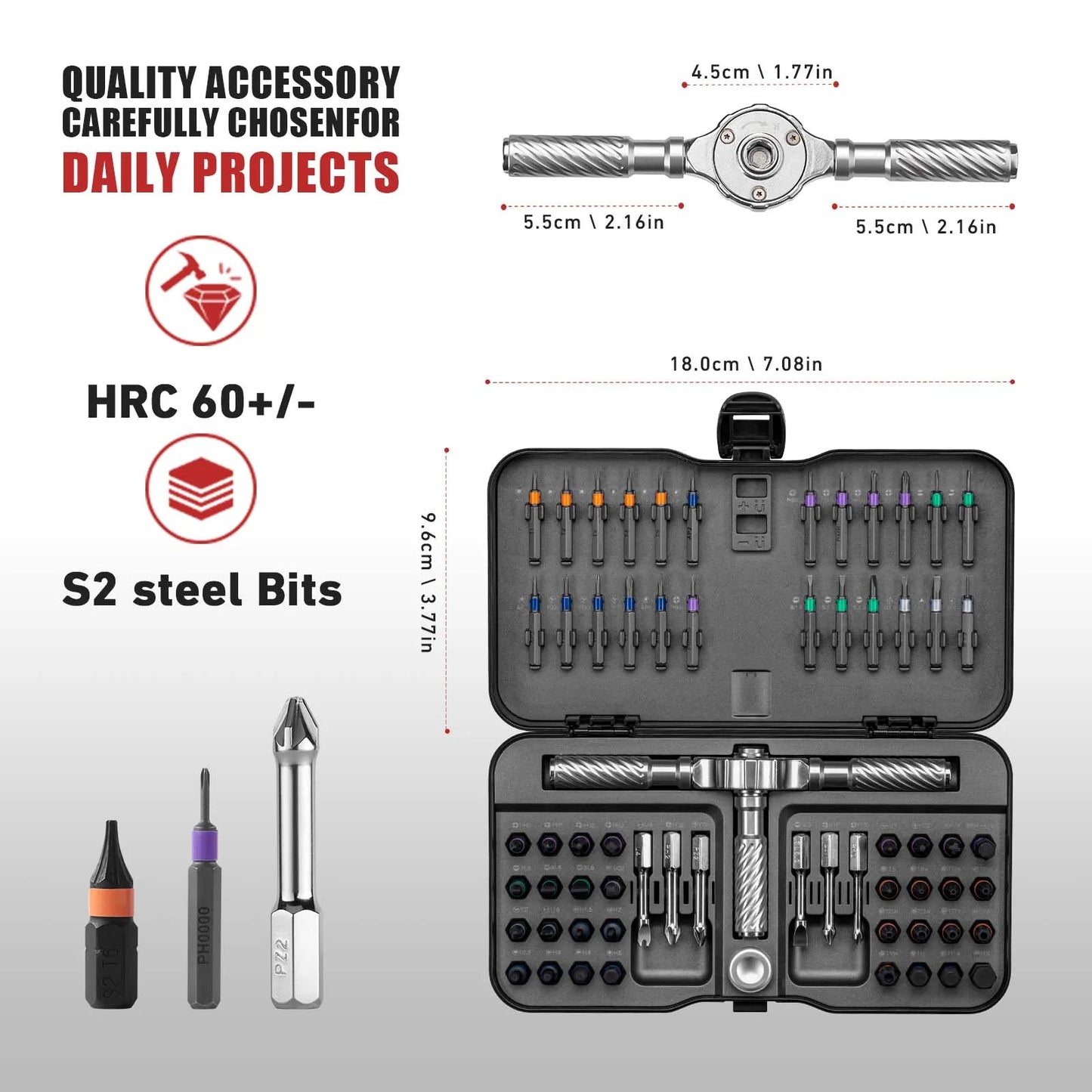 VMAN Precision 66in1 magnetic ratchet screwdriver set Detachable T - handle magneticizer Fix furniture, electronics & glasses