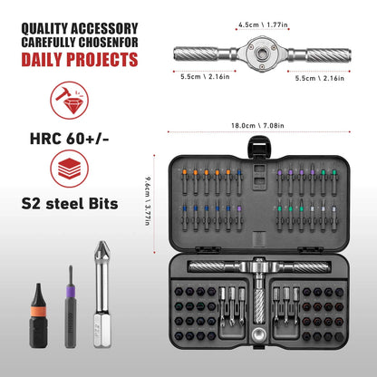 VMAN Precision 66in1 magnetic ratchet screwdriver set Detachable T - handle magneticizer Fix furniture, electronics & glasses