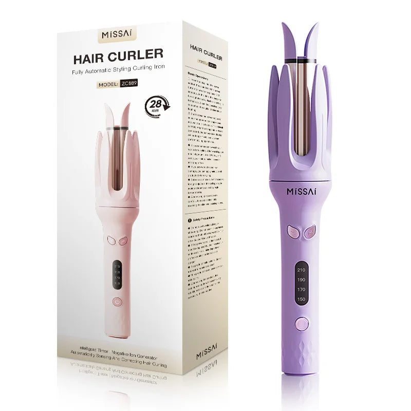 Automatic Hair Curler 28mm Negative Ions Electric Ceramic Curling Hair Stick Rotating Curl Waves Anti-Tangle Curling Iron Styler