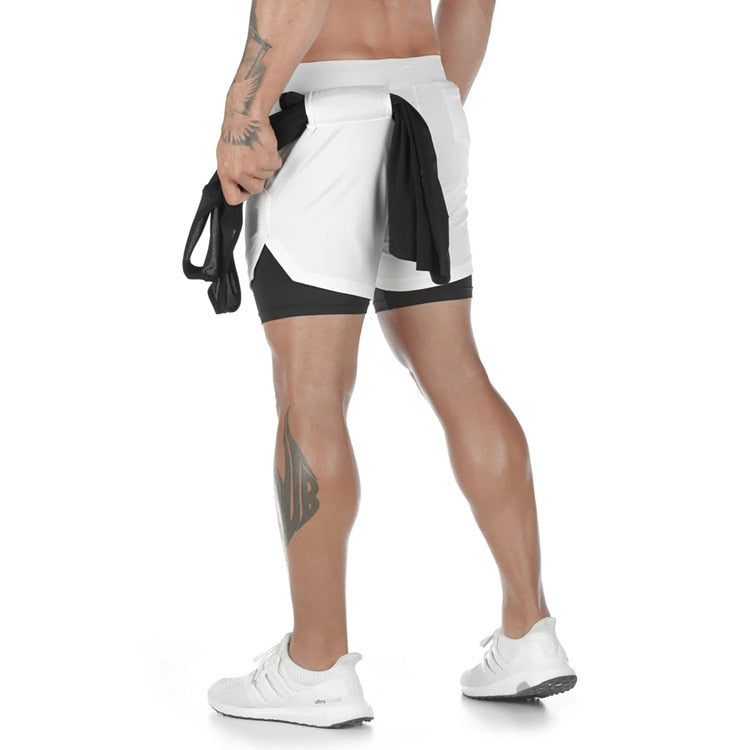 White Men Gym Running Shorts
