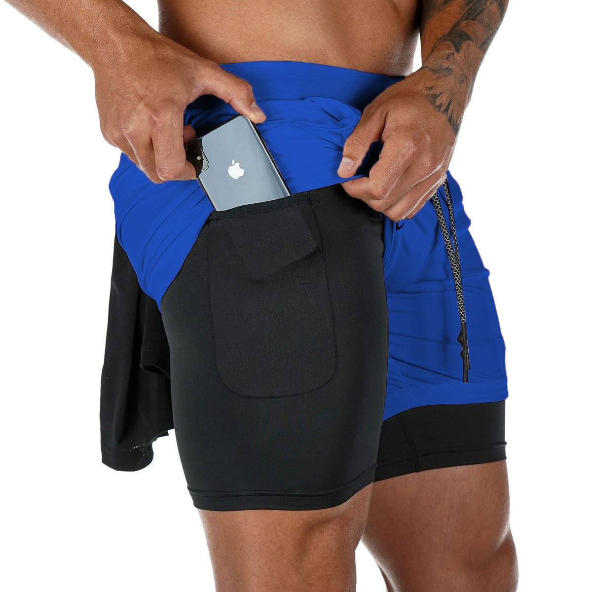 Blue Under pocket Men Gym Running Shorts