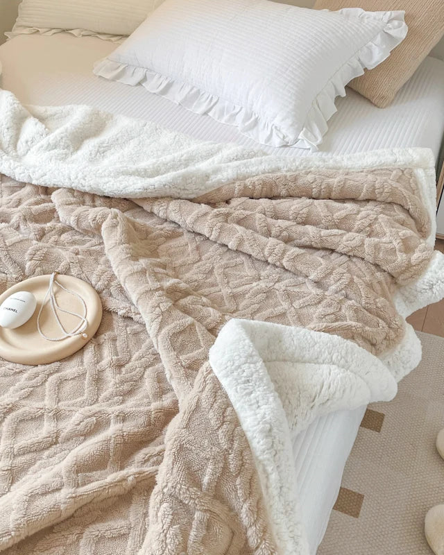Double Layer Fleece Blanket Autumn Winter Thick Warm Office Nap Throw Blankets for Sofa Bed Single Double Soft Plush Comforter