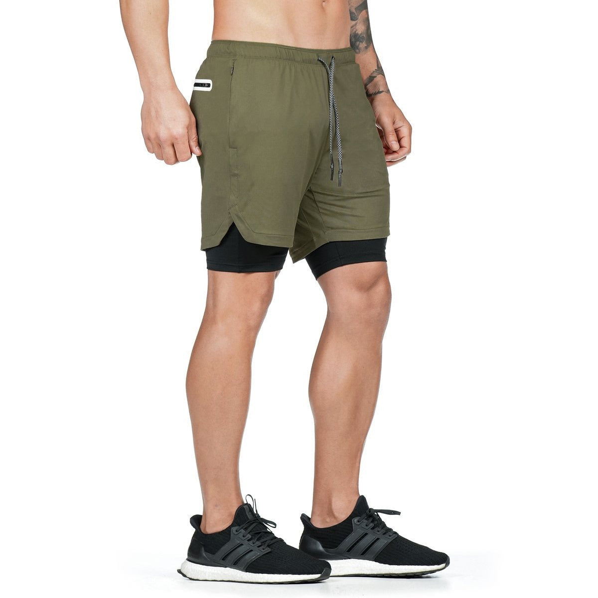 Olive Men Gym Running Shorts 
