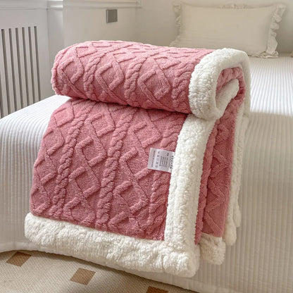 Double Layer Fleece Blanket Autumn Winter Thick Warm Office Nap Throw Blankets for Sofa Bed Single Double Soft Plush Comforter
