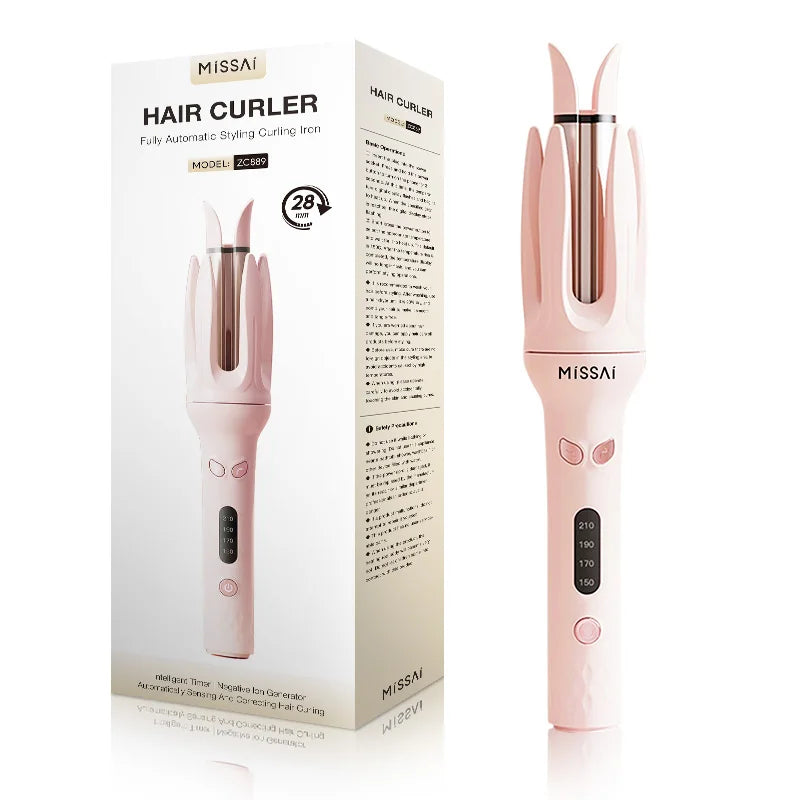 Automatic Hair Curler 28mm Negative Ions Electric Ceramic Curling Hair Stick Rotating Curl Waves Anti-Tangle Curling Iron Styler