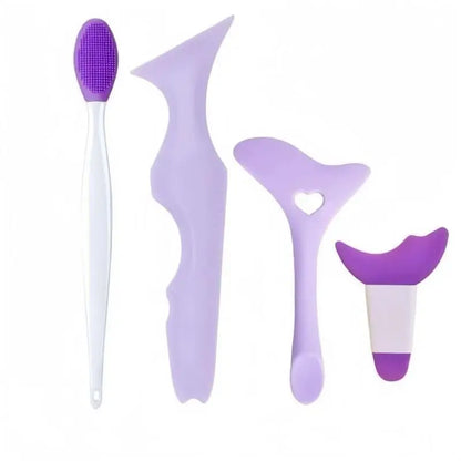 4pcs Multifunctional Silicone Eye Makeup Tools Set，Easy to Clean,Reusable for Perfect Eye Lines for Beginners
