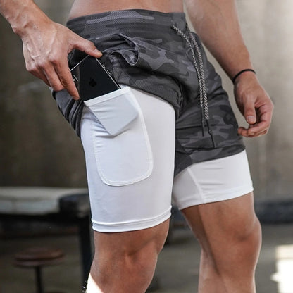 Under Armour 2-in-1 shorts in gray and white