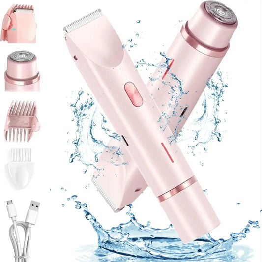 2 In 1 Women Electric Razors Bikini Trimmer Face Shavers Hair Removal for Underarms Legs Lady Body Trimmer Waterproof Painless