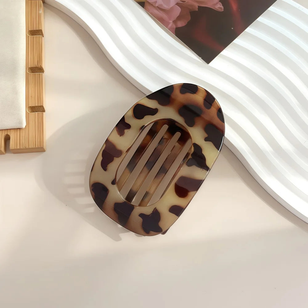 PC Hair Claw Clip for Women New Design Leopard Matte Curved Flat Styling Barrettes Acrylic Lying Down Hair Accessories